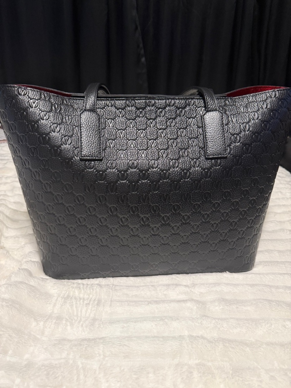 Valentino Black Quilted Logo Tote with Tassel Charm - Picture 2 of 3